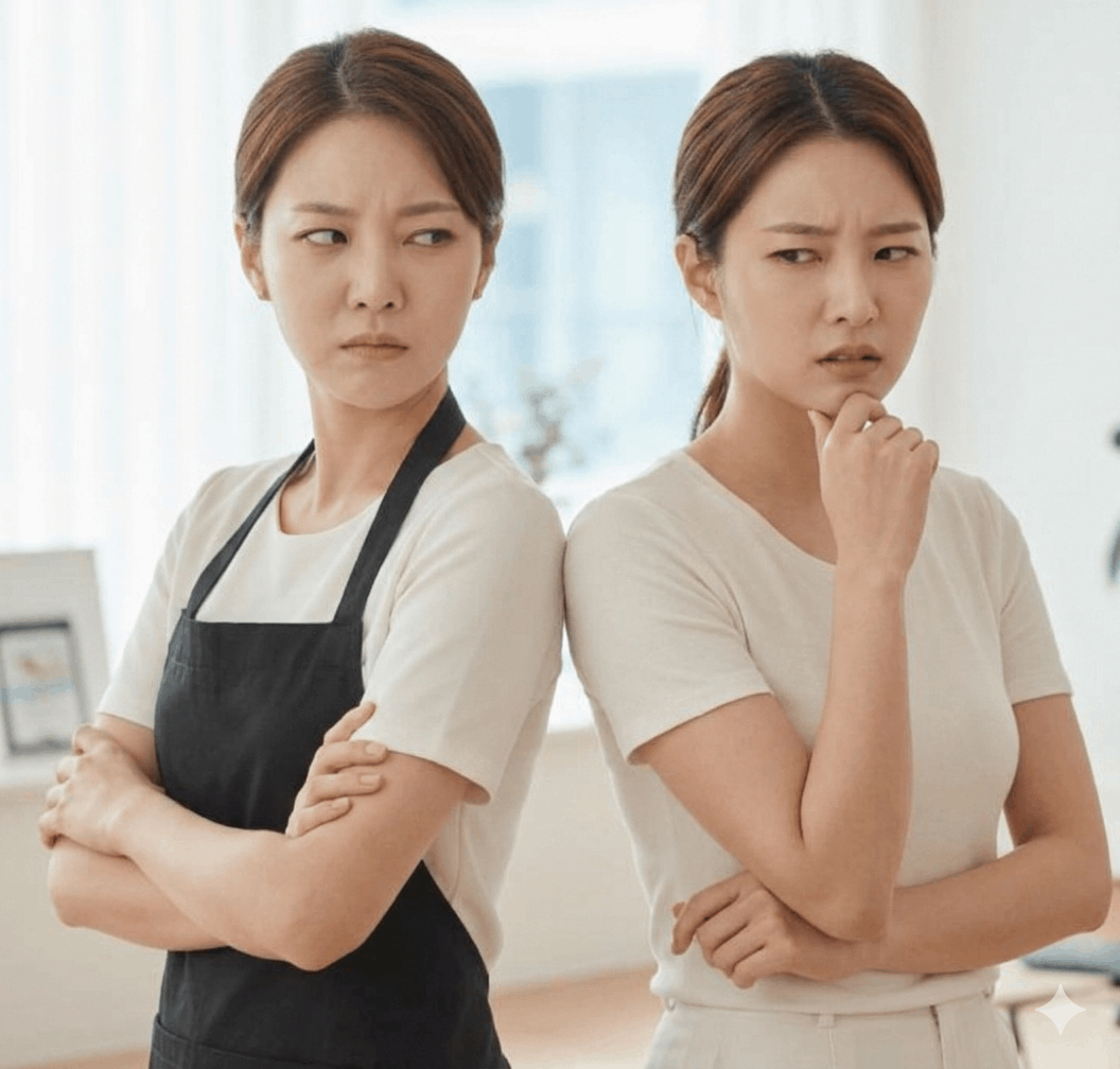 서로 다른 기억으로 곤란해하는 두 사람